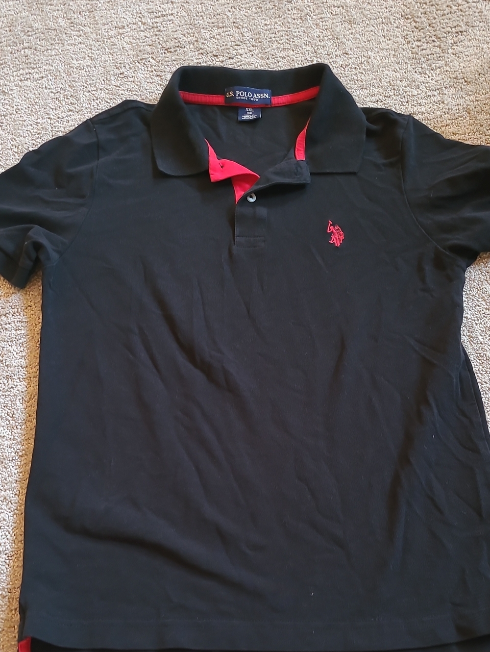 U.S. Polo Assn. Black Polo with Red Contrast Trim